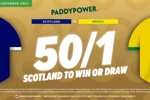 Scotland vs Brazil offer | Paddy Power boosts Scotland or draw to 50-1