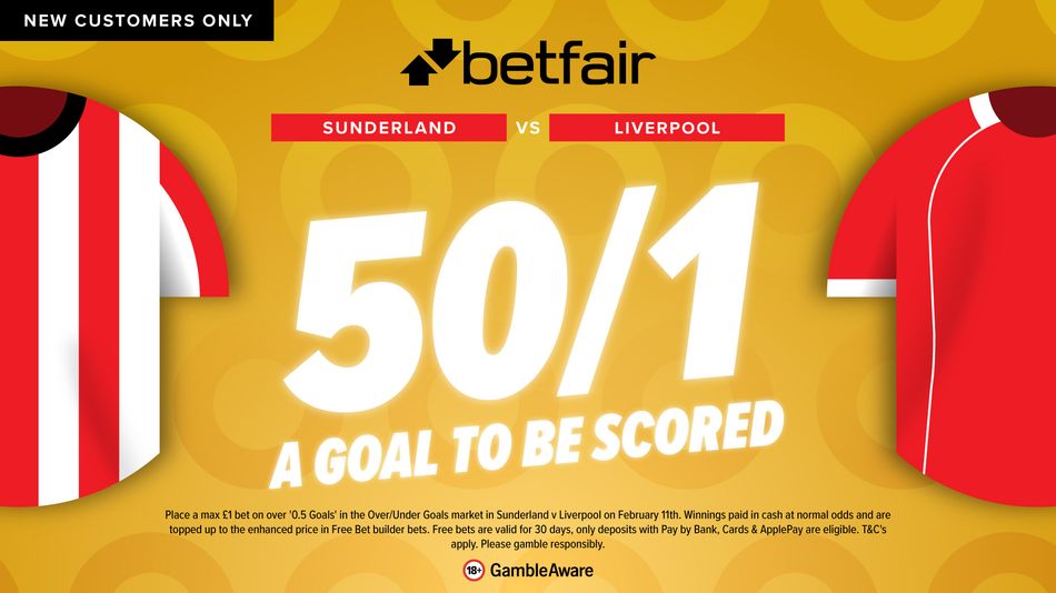 Sunderland vs Liverpool: Get 50-1 for a goal to be scored with Betfair