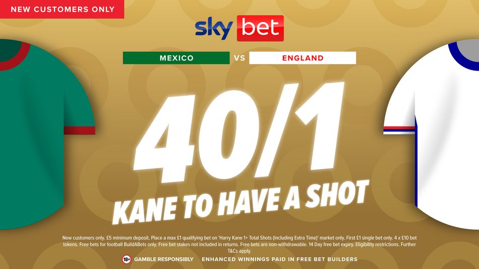 Harry Kane betting offer: get 40-1 for a shot in Mexico vs England