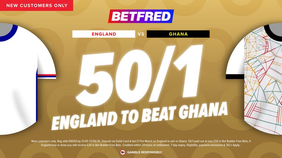 Betfred World Cup offer: get 50-1 on England to beat Ghana